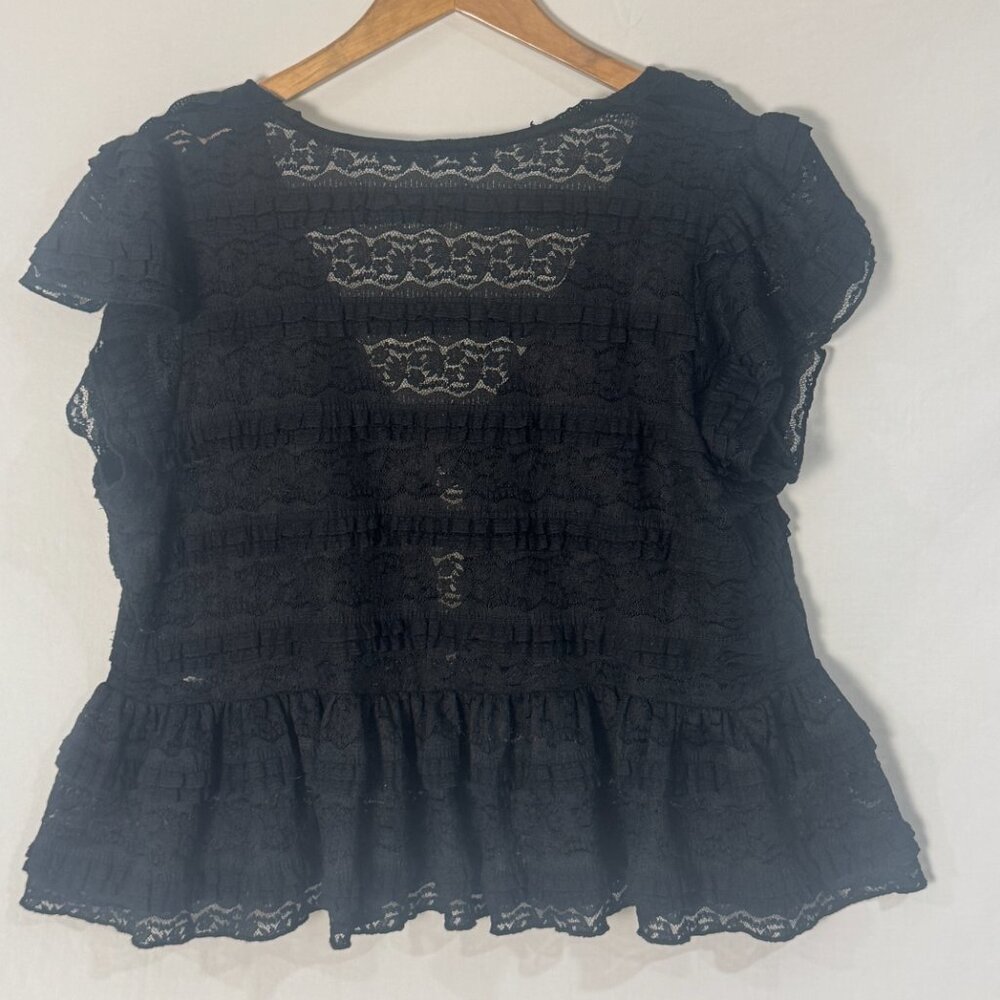 Altar’d State Black Lace Peplum Blouse Short Sleeve Size XL - Picture 5 of 5